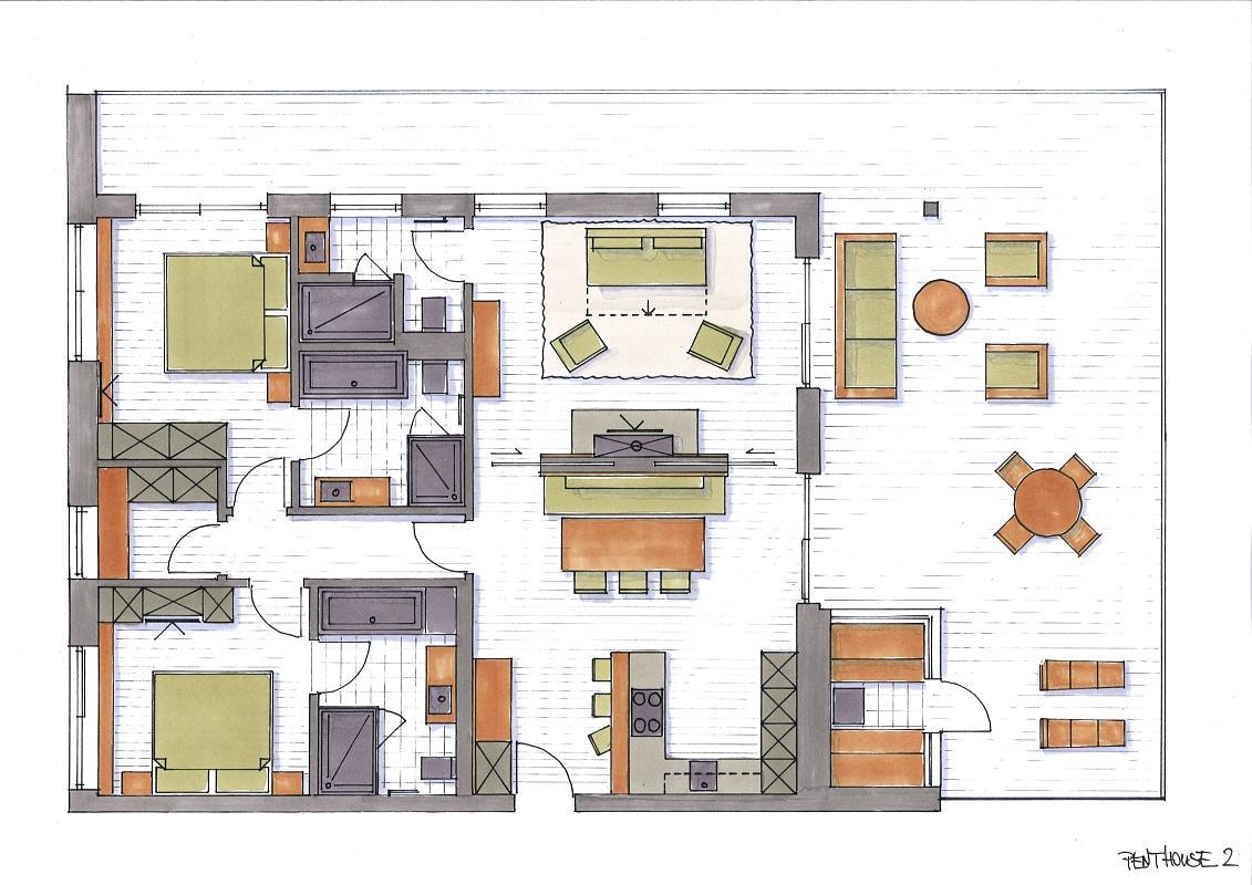 Penthouse-Apartment mit Außensauna